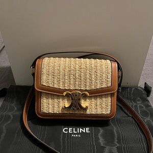 Celine “teen” Triomphe Raffia Crossbody.